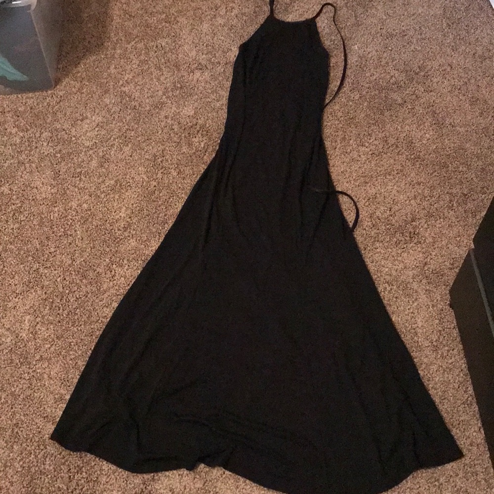 ABS black open back evening dress